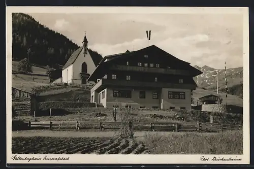 AK Alpbach, Inneralpbach, Hotel Haltenberghaus mit Kapelle