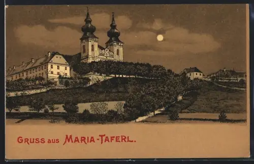 Mondschein-Lithographie Maria-Taferl, Wallfahrtskirche