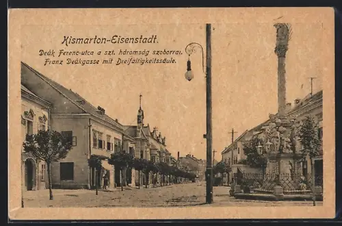 AK Eisenstadt, Franz Deákgasse mit Dreifaltigkeitssäule