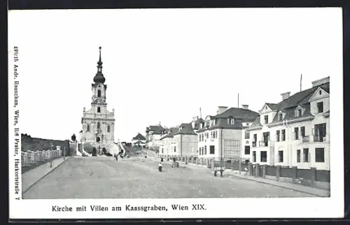 AK Wien, Kirche mit Villen am Kaasgraben