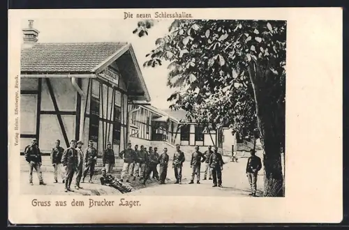 AK Brucker Lager, Soldaten vor den neuen Schiesshallen
