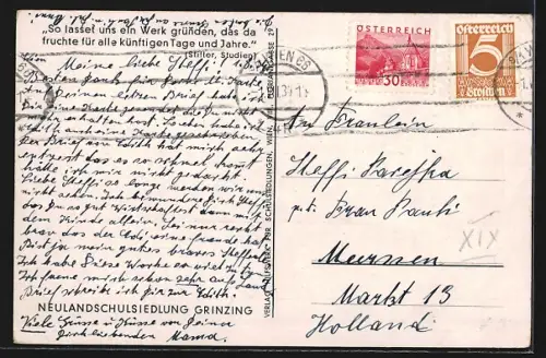 AK Wien, Grinzing, Neulandschulsiedlung, Das Schulhaus & der neue Turnsaal