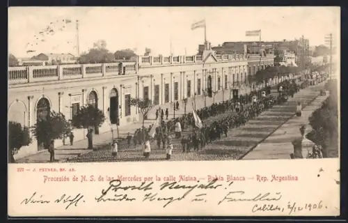 AK Bahia Blanca, Procesion de N. S. de las Mercedes por la calle Alsina