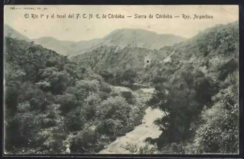 AK Rio Primero, El Rio Primero y el tunel de F. C. N. E. de Córdoba