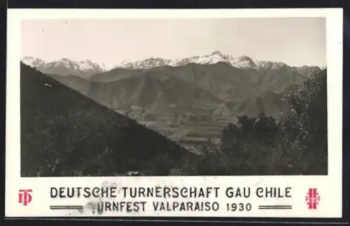 AK Valparaiso, Turnfest Valapraiso 1930, Deutsche Turnerschaft Gau Chile, Küstencordillere bei Valparaiso