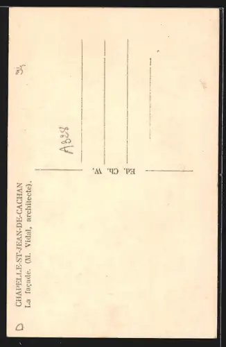 AK St-Jean-de-Cachan, Chapelle, la facade, M. Vidal, architecte