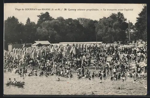 AK Gournay-sur-Marne /S-et-M., La trempette avant l`apéritif à la plage animée