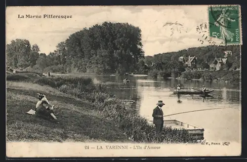 AK La Varenne, La Marne Pittoresque, L`Ile d`Armour