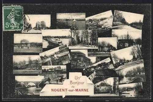 AK Nogent-sur-Marne, Bords de Marne, L`Egllise, Une rue