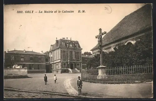 AK Orly, La Mairie et le Calvaire