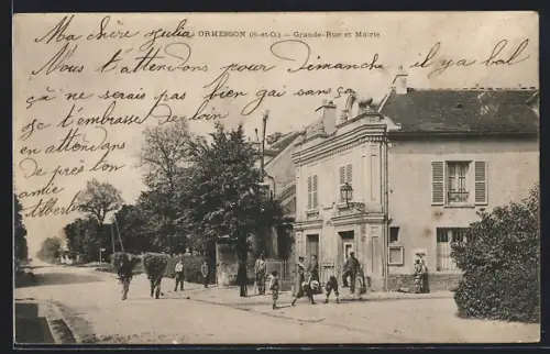 AK Ormesson /S.-et-O., Grande-Rue et Mairie