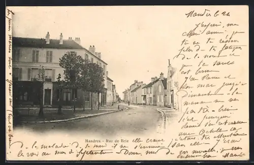 AK Mandres, Rue de Brie, Strassenpartie