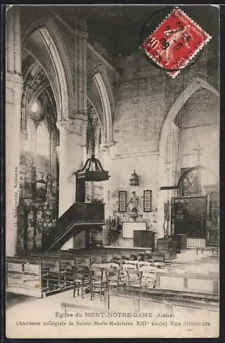 AK Mont-Notre-Dame /Aisne, Église du Mont-Notre-Dame, Vue intérieure