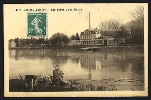 AK Château-Thierry, Les Bords de la Marne