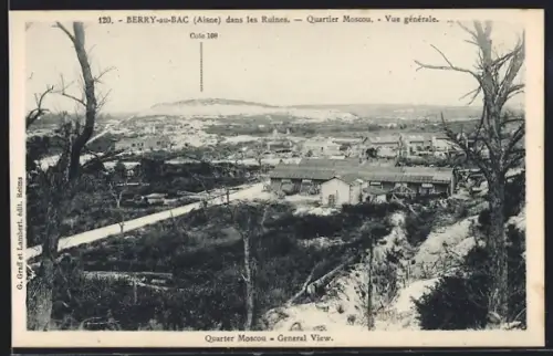 AK Berry-au-Bac /Aisne, Quartier Moscou dans les Ruines, Vue générale