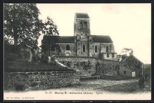AK Marizy-Ste-Geneviève /Aisne, Église et son parvis historique