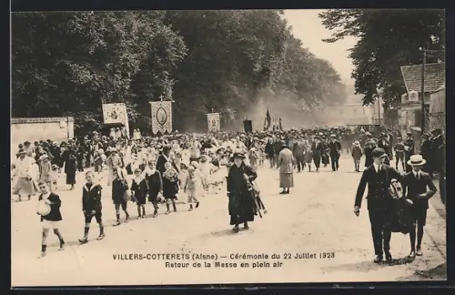 AK Villers-Cotterêts /Aisne, Cérémonie du 22 Juillet 1923, Retour de la Messe en plein air