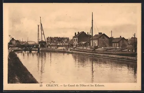 AK Chauny, Le Canal de l`Oise et les Écluses