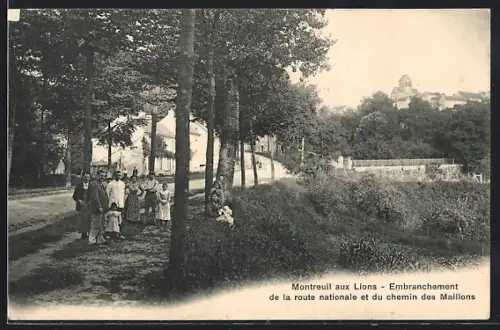 AK Montreuil-aux-Lions, Embranchement de la route nationale et du chemin des Maillons