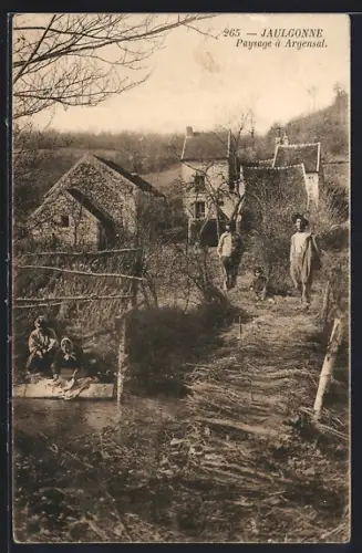AK Jaulgonne, Paysage à Argenstal, scène rurale avec habitants et maisons en arrière-plan