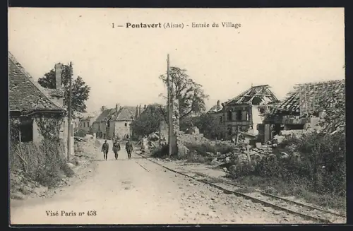 AK Pontavert /Aisne, Entrée du Village