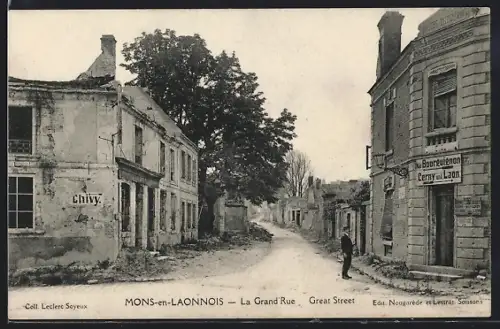 AK Mons-en-Laonnois, La Grand Rue