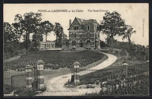 AK Mons-en-Laonnois, Le Chalet et jardin en bordure d`une allée sinueuse