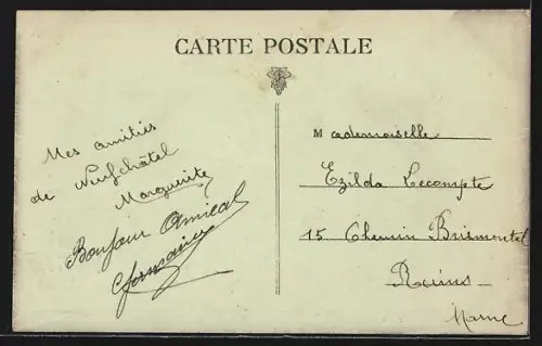 AK Neufchâtel-sur-Aisne, Hôtel Blanche rue du Centre