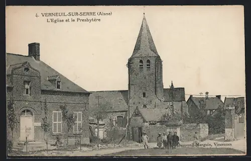 AK Verneuil-sur-Serre /Aisne, L`Église et le Presbytère