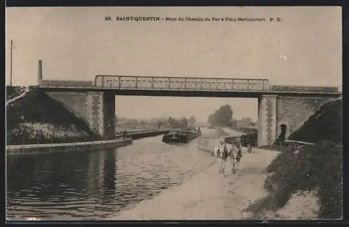 AK Saint-Quentin, Pont du Chemin de Fer à Vélu-Bertincourt