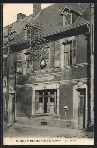 AK Origny Ste-Benoîte /Aisne, La Poste et télégraphes