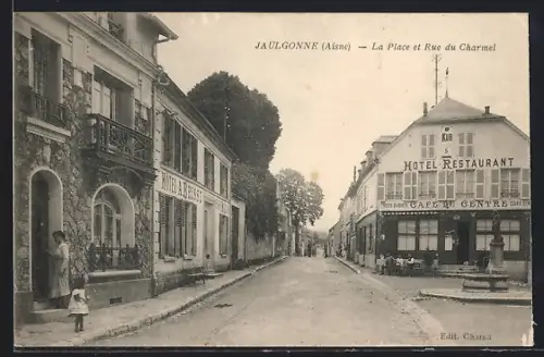 AK Jaulgonne /Aisne, La Place et Rue du Charmel