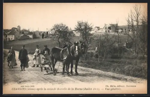 AK Chassins /Aisne, Après la seconde Bataille de la Marne, Juillet 1918, vue générale