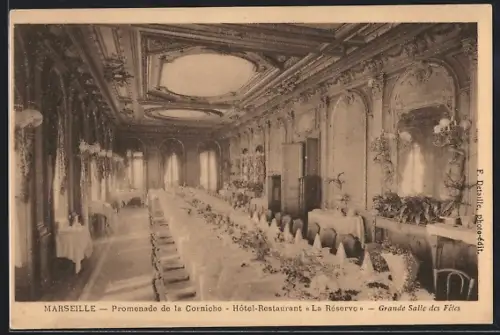 AK Marseille, Promenade de la Corniche, Hôtel-Restaurant La Réserve, Grande Salle des Fêtes