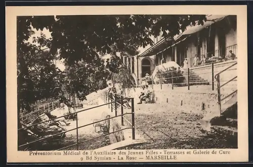 AK Marseille, Préventorium Médical de l`Auxiliaire des Jeunes Filles, Terrasses et Galerie de Cure