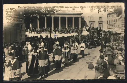 AK Aix-en-Provence, Funérailles de Monseigneur Riviere, Archevêque, octobre 1930