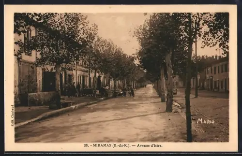 AK Miramas /B.-du-R., Avenue d`Istres avec arbres et bâtiments adjacents