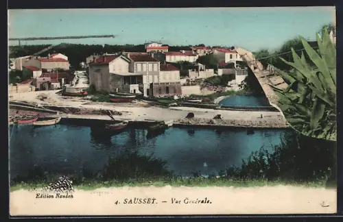 AK Sausset, Vue générale du port et des maisons au bord de l`eau
