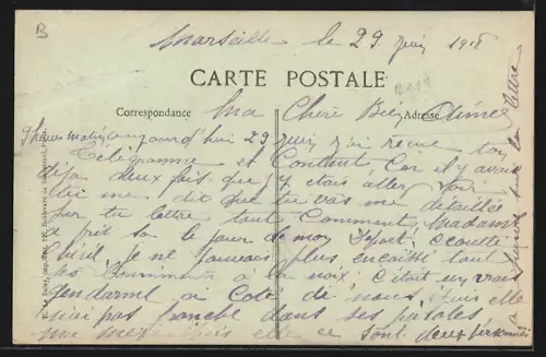 AK Marseille, Amitié fleurie avec ruban et message amical