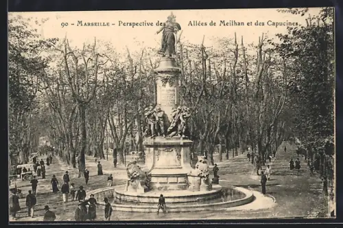AK Marseille, Perspective des Allées de Meilhan et des Capucines