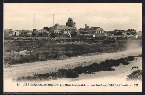 AK Les-Saintes-Maries-de-la-Mer /B.-du-R., Vue générale, Côté Sud-Ouest