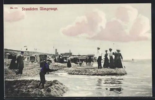 AK Wangerooge, Strandleben, Panorama