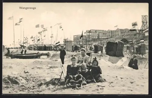 AK Wangerooge, Strand mit Badegästen und Strandkörben