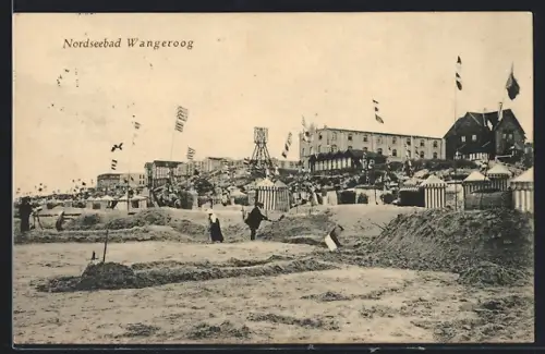 AK Wangeroog, Strand mit Badegästen und Strandkörben