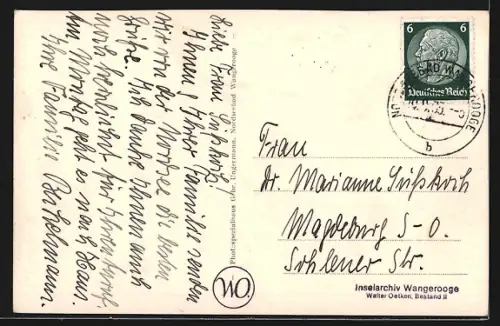 AK Wangerooge, Strandansicht bei Flut