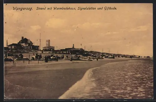 AK Wangeroog, Strand mit Warmbadehaus, Signalstation und Giftbude