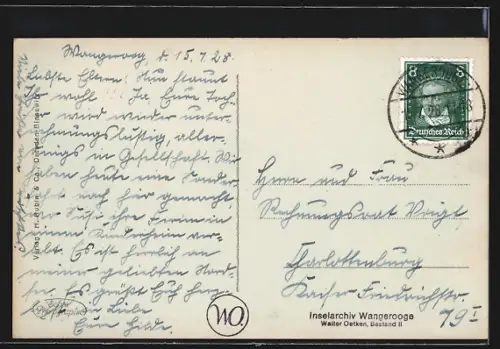 AK Wangerooge, Strand mit Gebäuden