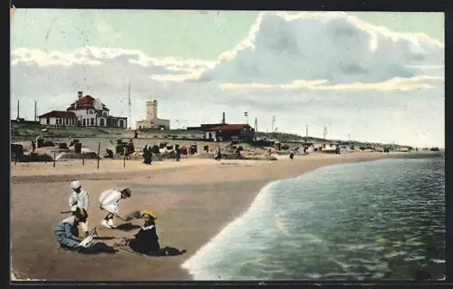 AK Wangerooge, Strand mit Warmbadehaus, Signal-Station, Giftbude