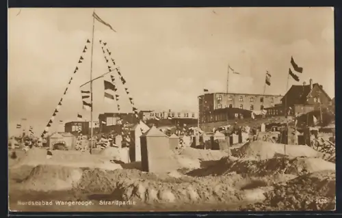 AK Wangerooge, Strandpartie mit Gebäuden