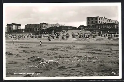 AK Wangerooge, Strand mit Badegästen und Strandkörben